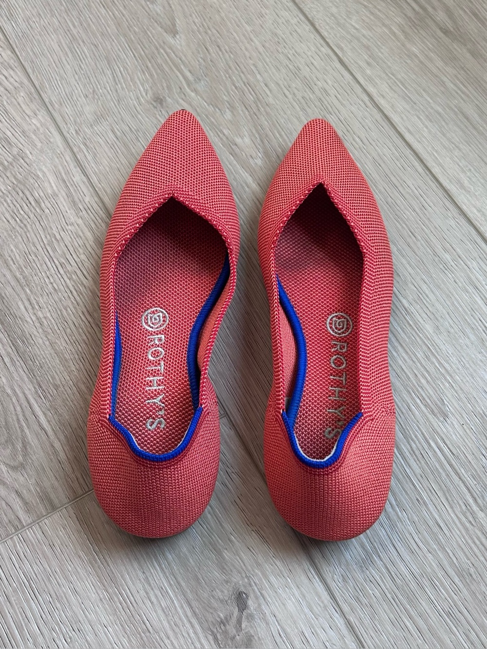 Rothy’s The Point Coral Pink Knit Pointed Toe Flats Shoes Women’s Size 7.5 - Picture 4 of 10